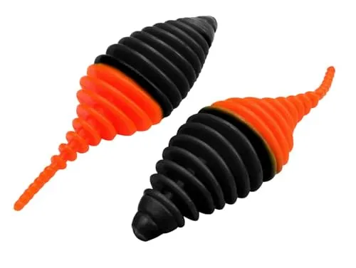 FTM Omura Baits Pongo 6,5cm 3,2g - 5 Gummiköder, Geschmack:Knoblauch, Farbe:schwarz/neon orange