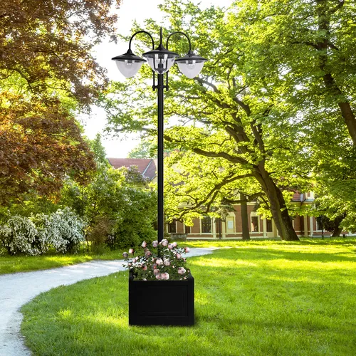 Outsunny Solarleuchte Gartenlicht mit Blumentopf-Basis