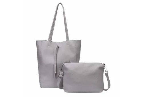 ITALYSHOP24 Schultertasche SET 2in1 Damen Tasche Umhängetasche XXL Shopper, Leichtgewicht Hobo + Crossbody Bag / Schmucktasche
