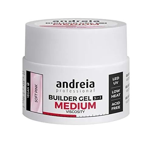 Andreia Professional Nagelgel-Aufbau mit mittlerer Viskosität - Am besten als Basis- und Überlack für Gelaufbau LED & UV Nagelkunst-Set - Zartrosa 44g