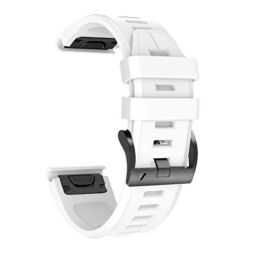 Armband für Garmin Fenix 5X /Fenix 5X Plus/Fenix 6X /Fenix 6X Pro/Fenix 7X /Fenix 3 /Fenix 3 HR, 26mm Breite Silikon Quick-Fit Uhrenarmband für Garmin, Mehrfache Farben (Weiss)