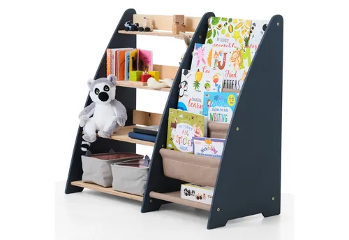 Goodevas Kinderregal Holz-Bücherregale Funktionaler Spielzeugorganisator für Kinderzimmer