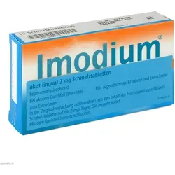 Imodium akut lingual Schmelztabletten 12 St - Schnelle Linderung bei Durchfall - Arzneimittel für schnelle Hilfe bei Durchfall, einfach anzuwenden mit Schmelztabletten für unterwegs.