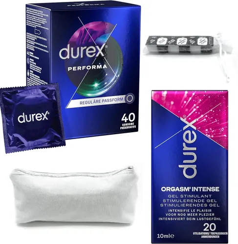 Durex aufregendes Erotik-Set mit Performa Kondomen 40 Stück Intense Orgasmic Gel
