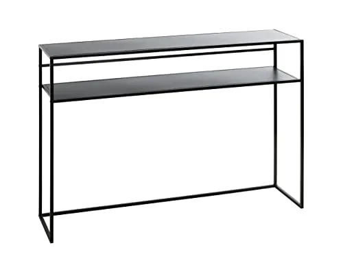 Haku-Möbel Konsolentisch Brisbane 1, 25506 schwarz - Moderner Konsolentisch aus schwarzem Metall mit zusätzlicher Ablage, ideal für Flur, Wohnzimmer oder Schlafzimmer. Maße: 112 x 81 x 28 cm, Tragkraft: 20 kg.