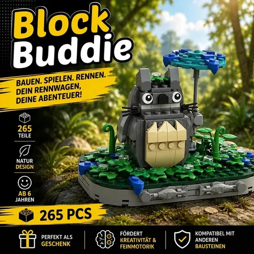 BlockBuddie™ Mein Nachbar Totoro inspiriertes Klemmbaustein Modell 265 Teile Set