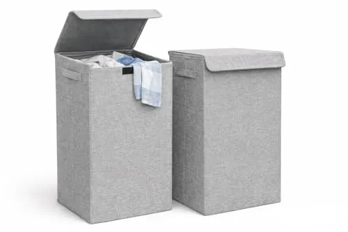 DuneDesign 2er Set Wäschekorb mit Deckel