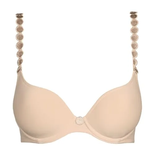 Marie Jo Tom Heart Shaped Padded Bra Beige A 75 Damen - Luxuriöser T-Shirt-BH mit herzförmigem Ausschnitt und nahtlosen, leicht gepolsterten Cups – ideal für Komfort und Diskretion unter der Kleidung. Multifunktionale Träger für vielseitige Tragevarianten.