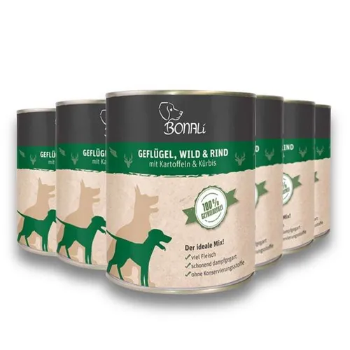 Geflügel, Wild & Rind Nassfutter mit Kartoffeln & Kürbis 6 x 800g