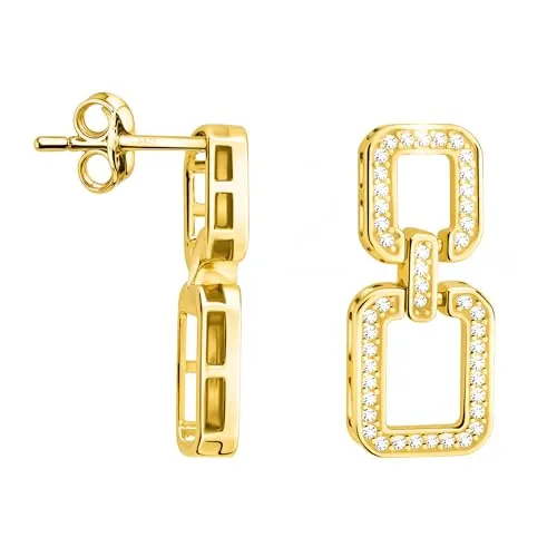 Sofia Milani Paar Ohrhänger Quadrat, 925 Silber Damen Schmuck - E2660 - Ohrhänger im modernen Design, mit funkelnden Steinen besetzt. Ideal für elegante Anlässe und verleiht jedem Outfit eine klare Struktur.