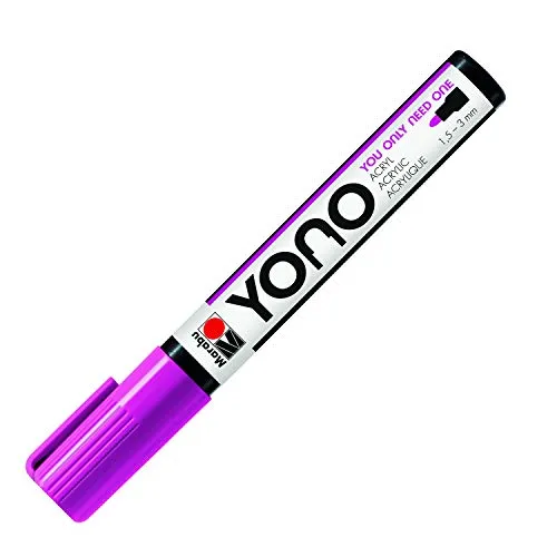 Marabu 12400103014 - YONO Marker, Magenta 014, vielseitiger Acrylstift mit japanischer Rundspitze 1,5 - 3 mm, wasserbasiert, lichtecht und wasserfest, für nahezu alle Untergründe
