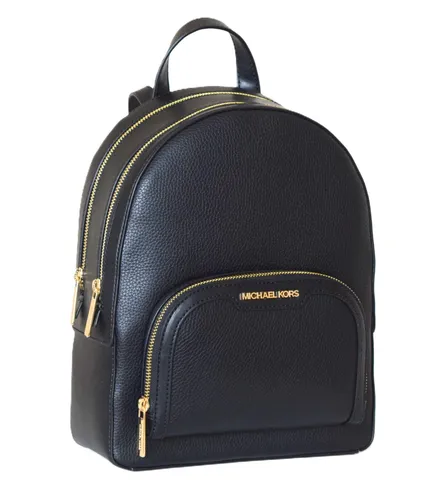 MICHAEL KORS Jaycee Rucksack - Damen Textil Schwarz, elegantes Design mit goldenen Applikationen und praktischen Reißverschlusstaschen