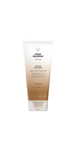 Four Reasons Farbmaske Tönende Pflegespülung Toffee 200 ML - Pigmentierte Pflegespülung für hellbraunes Haar, die die Farbe intensiviert und für Glanz sorgt. Mit pflanzenbasierten Proteinen für kräftiges Haar und langanhaltende Farbbrillanz. Einfach anzuwenden!
