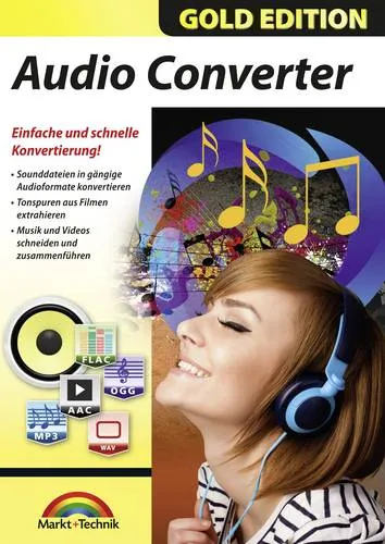 Markt & Technik Audio Converter Vollversion - 1 Lizenz für Windows Musik-Software - Bild, Video & Audio - Multitalent für Musik: Wandeln Sie Songs in alle Formate um, extrahieren Sie Audiospuren und passen Sie Länge sowie Lautstärke an. Blitzschnelle Batch-Konvertierung inklusive!