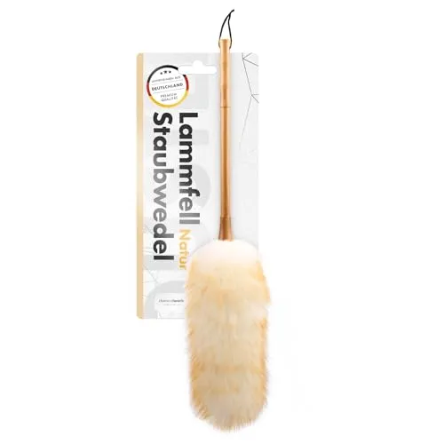 ChemicalWorkz Lambswool Duster | Lammfell-Staubwedel, Mikrofaser-Lammfell-Staubwedel mit ergonomischem Holzgriff | Für die professionelle Auto Reinigung