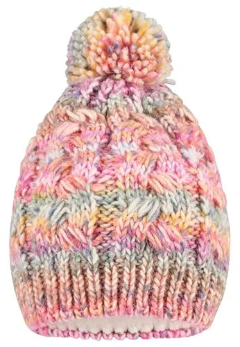 Sterntaler Mädchen Bommelmütze Farbmix Beanie-Mütze, beerenrosa, 53 - Hüte, Mützen & Caps für Baby-Mädchen – Warme Strickmütze mit dekorativem Bommel und Baumwollfleece-Futter für hohen Tragekomfort.