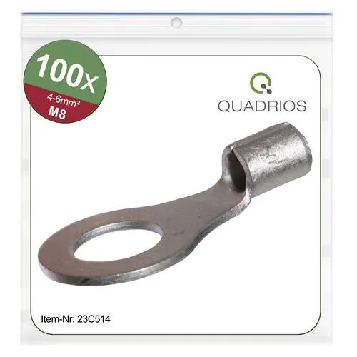 100er Multipack Quadrios Ringkabelschuh 23C514 - Leitungs- & Kabelverbinder, ideal für vielseitige Anwendungen mit einem maximalen Querschnitt von 6 mm² und in praktischer 100er-Packung.