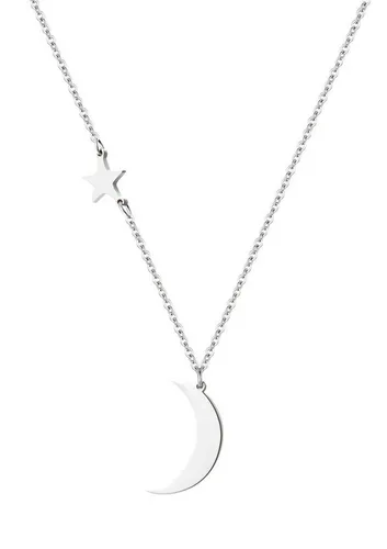 Hey Happiness Edelstahlkette Damen Mond Stern Anhänger, 18K Roségold vergoldet, Halskette Halb Mond Stern Charm, wasserfest