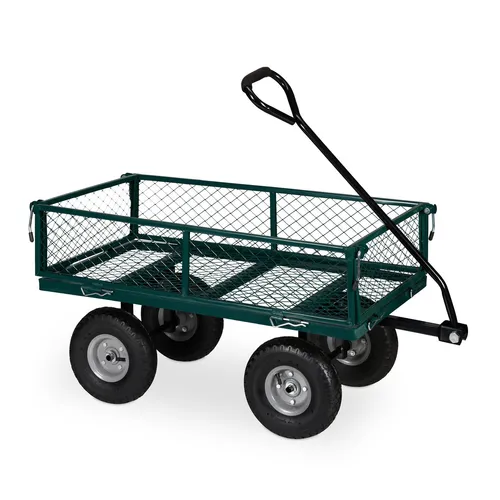 Relaxdays Klappbarer Handwagen Bollerwagen - Bollerwagen für Gartenarbeit mit ergonomischem Griff und einer hohen Tragfähigkeit von 200 kg, ideal für den Transport von schweren Lasten.