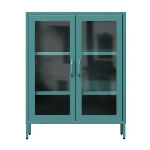 Jan Nowak 2-türiger Vitrinenschrank - GINA - Glasvitrine mit gehärtetem Glas und 2 verstellbaren Ablagen, ideal für stilvolle Präsentation und Staubschutz Ihrer Lieblingsstücke.