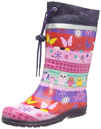 Beck Mädchen Uil Gummistiefel – Mehrfarbig, 29 EU - Stiefel für Mädchen, wasserfest und mit niedlichem Uil-Design für fröhliche Regentage.