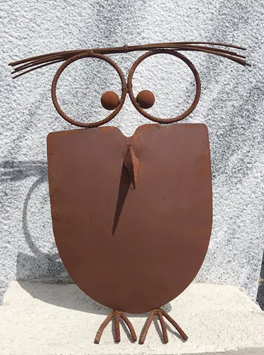 Verrückte EULE Uhu 3D Höhe 43cm Edelrost Rost Rostfigur Metall Figur Tier Vogel