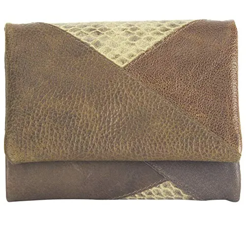 Sunsa Damen Geldbörse - Leder Geldbeutel mit RFID-Schutz - Damen-Geldbörse aus 100% weichem Leder, einzigartiges Upcycling-Design, 11 Kartenfächer und RFID-Schutz für Sicherheit und Ordnung.