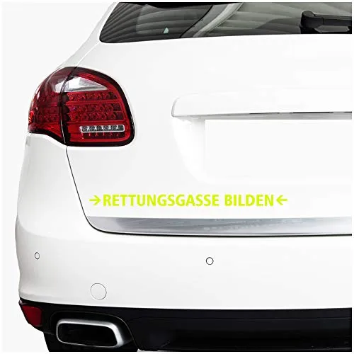 Autoaufkleber Rettungsgasse Bilden Stau für Auto Motorrad Bus Kfz Zubehör Sticker Selbstklebend Waschanlagenfest Notfall THW Feuerwehr Krankenwagen (Neon Gelb, 30cm Klein (K088))