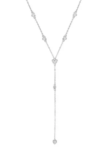 Hey Happiness Y-Kette mit Herzen & Zirkonia, Lasso-Halskette, Vergoldete Y-Kette für Damen, 925 Silber