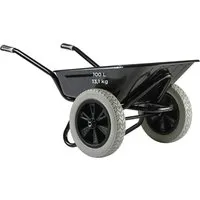 Haemmerlin Schubkarre Aktiv Excellium Twin 100 l - Transportgeräte & Rampen, robuste Zweiradschubkarre mit verstärktem Gestell und rutschsicheren Griffen für optimale Stabilität bei schweren Arbeiten.