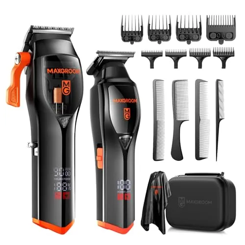 MAXGROOM Profi Haarschneidemaschine Set mit 9000 U/min Motor - Vielseitiges Haarschneider-Set mit langlebigen Klingen und leisem Motor für sanftes Schneiden. Ideal für zuhause, inklusive umfangreichem Zubehör für Herren- und Kinderfrisuren.
