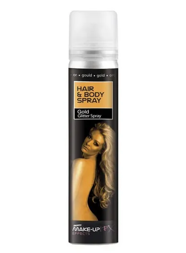 Smiffys Theaterschminke Glitzer Hair & Body Spray gold - Fasching Hallowee