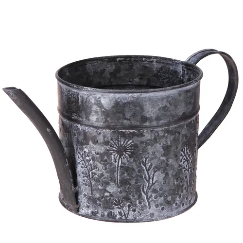 Dekorative Metallgießkanne mit Blumenmotiv im Vintage-Stil für kreative