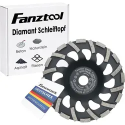 Fanztool Diamantschleiftopf 180 x 22 mm H-Modell - Schleifmittel mit hochwertigen Industriediamanten für effizientes Schleifen und Abtragen von Beton, Naturstein und mehr. Minimale Vibrationen und hohe Staubabsaugung sorgen für angenehme Handhabung.