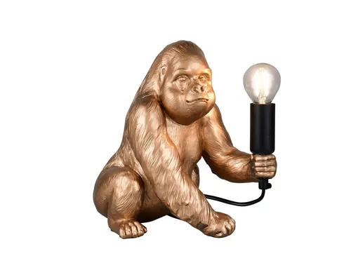 Reality Leuchten Affenlampe Gorilla Gold mit Dimmfunktion - Ausgefallene 1-flammige Tischlampe in Gold, Höhe 23 cm. Mit dimmbarer warmweißer LED, ideal für stimmungsvolle Beleuchtung im Innenbereich.