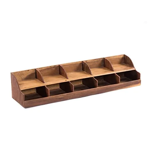DESIGN DELIGHTS Organizer Storage 100 | Mahagoni Holz - Schreibtisch- & Büroregale, handgefertigter Organizer mit 5 Fächern aus Mahagoni Holz, ideal für stilvolle Ablage und individuelle Nutzung im Büro oder Zuhause.