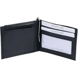 Dollarbörse Leder schwarz mit Metallbügel - Geldbörse für Herren aus hochwertigem Leder, ideal für Scheine und Kreditkarten, in elegantem Schwarz.