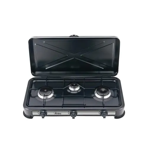ARDES AR1FG03 Gasherd für den Außenbereich - Haushaltsgroßgeräte - Tragbarer Camping-Gaskocher mit 3 Brennern für maximalen Kochkomfort im Freien, ideal für Terrasse, Balkon oder Camping.