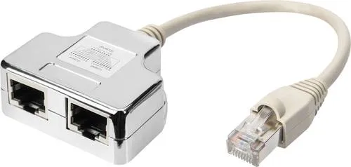 Digitus RJ45 Netzwerk Adapter CAT 5, CAT 5e [2x RJ45-Stecker - 1x RJ45-Stecker] Grau
