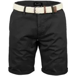 Amaci&Sons Chinoshorts BERWYN Chinoshort inkl. Gürtel Herren Bermuda Short Hose Regular Fit inkl. Gürtel schwarz W31