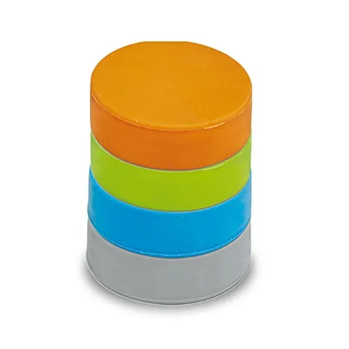 MAUL Neodym Magnet Ø33 x 10 mm (4 Stück) | Magnet stark (0,8kg) aus Silikon | Magnete mit elegantem und modernem Design | Magnet für Magnettafel, Whiteboard und Kühlschrank | Bunt