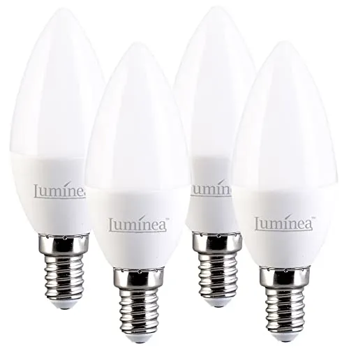 Luminea LED Lampe E14: 4er-Set LED-Kerzen E14, C37, 3W (ersetzt 30W), 240 lm, tageslichtweiß (Glühbirnen Kerzen, Tageslichtbirnen, Deckenleuchte)