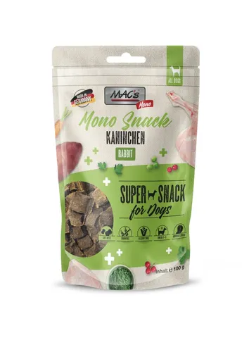 MAC's Dog Vetcare Monoprotein Snack mit Kaninchen 9x100g - Hundefutter, hochwertiger Monoprotein-Snack mit Kaninchen für empfindliche Hunde, glutenfrei und leicht verdaulich.