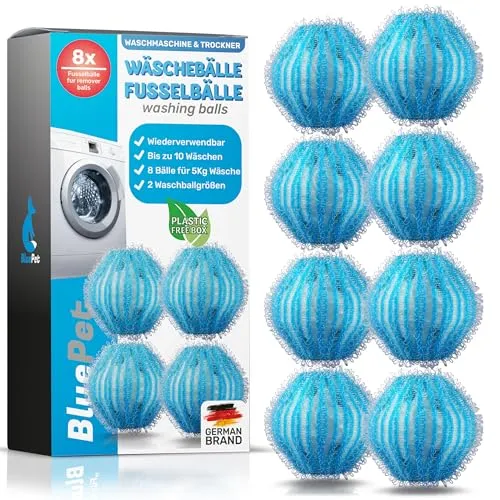 BluePet 8X Tierhaarentferner Bälle für Waschmaschine
