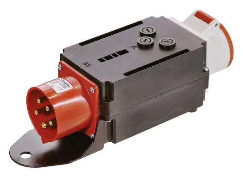 AS Schwabe Adapter MIXO 32 auf 16A mit Sicherungen CEE 400V - 60532 - Baustromversorgung, sicherer Adapter für zuverlässige Stromversorgung auf Baustellen mit integrierten Sicherungen.