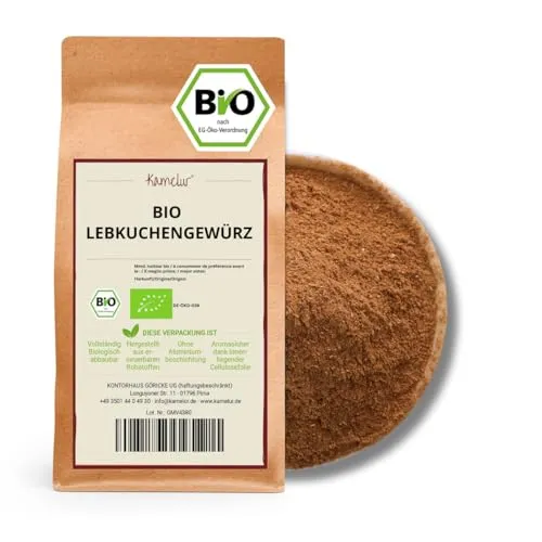 Kamelur 500g BIO Lebkuchengewürz zum Backen - aromatische Gewürzmischung für winterlichen Genuss, ohne Zusätze - ideal für Lebkuchen - Pfefferkuchengewürz in biologisch abbaubarer Verpackung