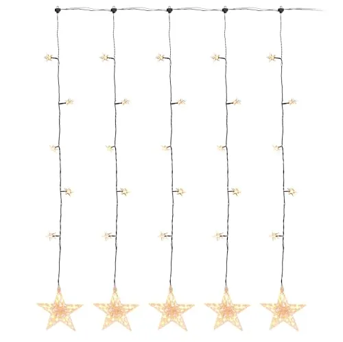 Spetebo LED Sternenvorhang 105x100 cm - 100 LED warmweiß - Weihnachtsbeleuchtung: Wunderschöner Sternenvorhang mit 100 warmweißen LEDs, ideal für stimmungsvolle Fensterdekoration und einfach zu befestigen mit 5 Saugnäpfen.