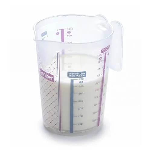 Zenker Sweet Sensation Messbecher 1000ml – Präzises Dosieren mit Vierfach-Skalierung, Hitzebeständigkeit: +100 °C, Spülmaschinengeeignet, Designed in Germany, Bunt