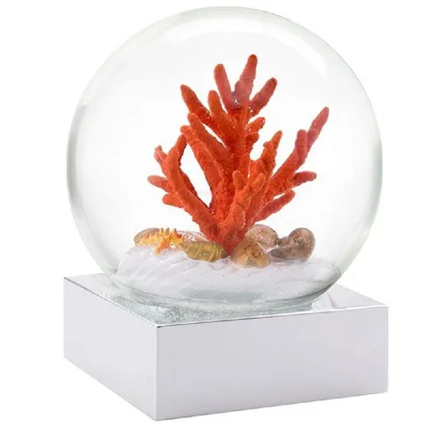CoolSnowGlobes Korallensee Schneekugel - Handgefertigte Schneekugel mit rosafarbener Koralle und goldenen Seestern. Ideal zur Verschönerung Ihres Wohnraums oder als Geschenk. Maße: 12 cm x 10 cm x 10 cm, Gewicht: 1,1 kg. Verpackt in einer ansprechenden Geschenkbox.