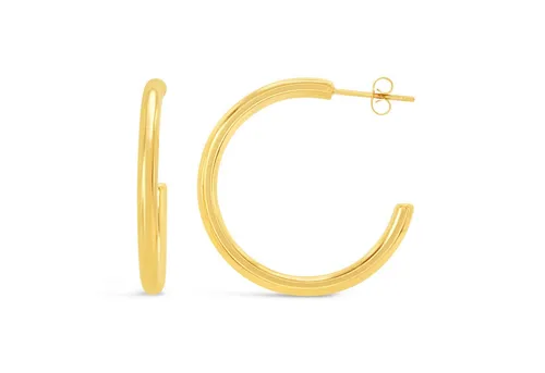 Ars-Argenti Paar Creolen Ohrringe 18K - Hypoallergen und Wasserfest - Klassische 32 mm Creolen, doppelt vergoldet mit 18 Karat Gold, hypoallergen und wasserfest. Langlebiger Echtschmuck, inspiriert von Metropolen wie London, Berlin und New York.